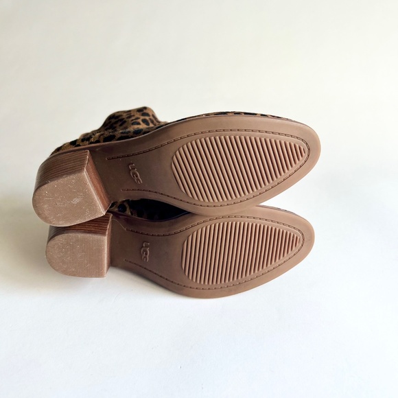 UGG Tan Black Animal Print Fur Suede Almond Toe Ankle Boots size 7.5 - Picture 8 of 15